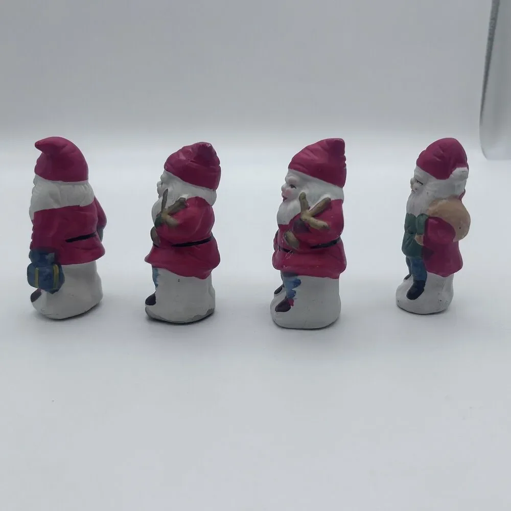 Vtg set of Santa Claus Gnome Christmas Figure 3” Porcelain Figurine (set of 4)